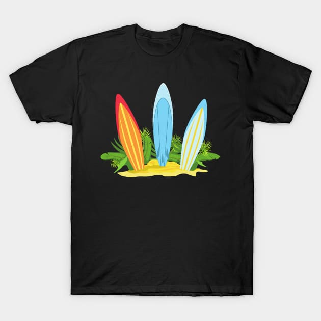 Three large surfboards standing vertically | Surf & Long board | Gift idea T-Shirt by French Culture Shop